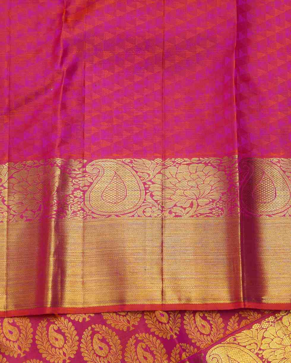 Pink Kanjivaram with Paisley, Traditional Weave